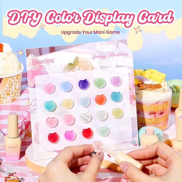 Detalle de Beetles Spring Pudding Jelly Gel Nail Polish Set (20 Pastel Colors) with Top Coat & Base
