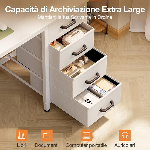 Detalle 2 de ODK Piccola Scrivania 100x48cm con 4 Cassetti