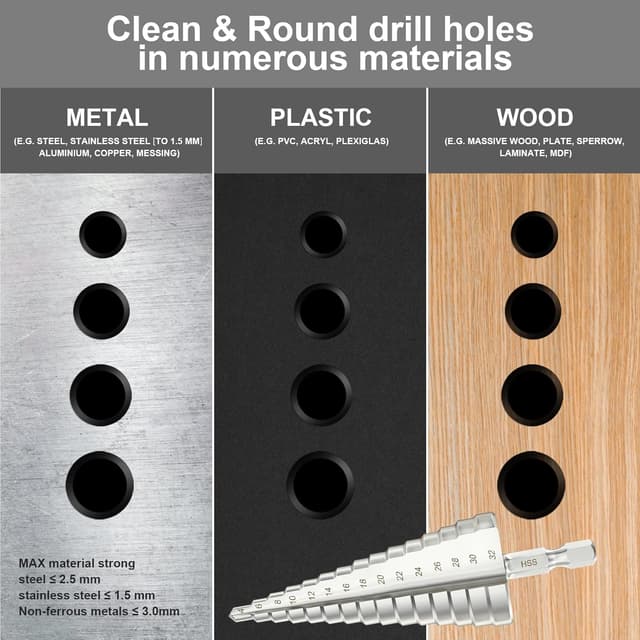 Thumbnail 4 de flintronic Punte coniche e fresa conica a gradini HSS Titanium (misure 4-12/4-20/4-32)