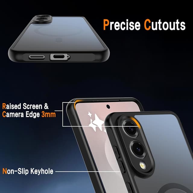 Detalle de Coque magnétique AOKUMA pour Samsung Galaxy S25 Edge compatible MagSafe, avec 2 verres trempés et protection anti-rayures – noir