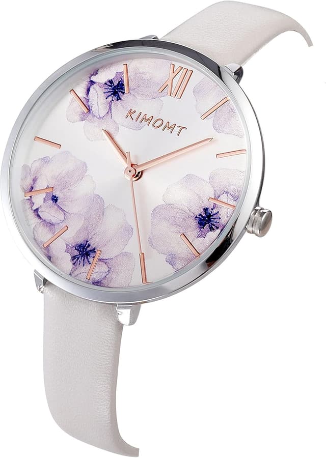 Detalle de KIMOMT Montre femme à quartz avec bracelet en cuir — montre-bracelet de mode étanche pour tous les jours