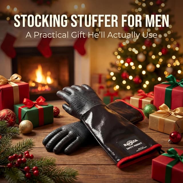 Detalle de RAPICCA BBQ Gloves 17-inch neoprene heat resistant gloves (932°F) for grill, smoker & deep frying, XL