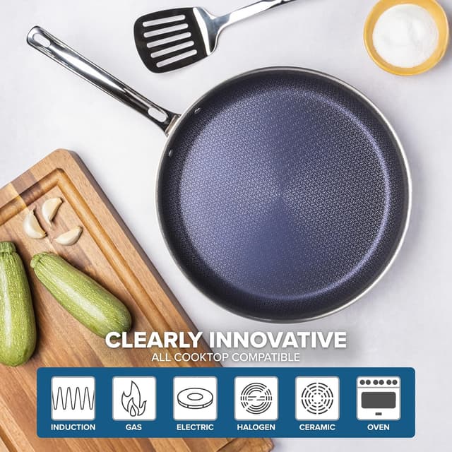 Detalle de Viking Hybrid Plus 3-Ply Ceramic Nonstick Frying Pan (12-Inch), PFAS-Free, Induction & Oven Safe