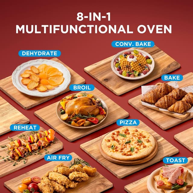 Detalle de Midea Flexify Slim 8-in-1 French Door Toaster Oven Air Fryer Combo (25 Quart) with Infrared SpeedHeat, Stainless Steel