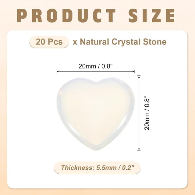 Detalle de PATIKIL 20 Natural Heart Shaped Crystal Stones (Clear White) – Pocket worry stones for meditation and gifts