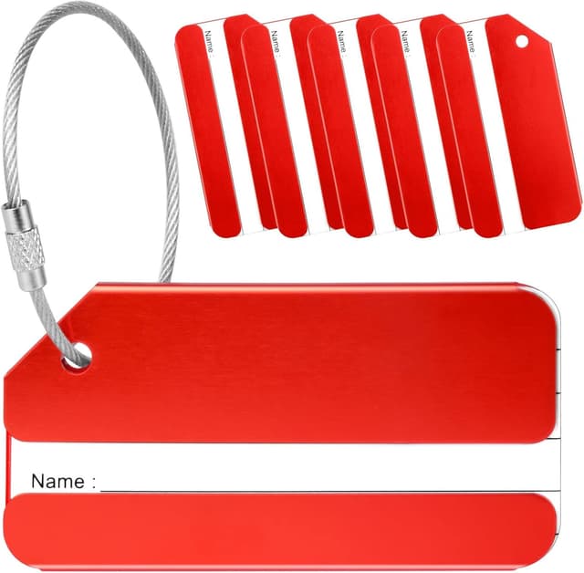 Detalle de Yizhet aluminium alloy luggage tags (6-pack) with steel loop for travel identification
