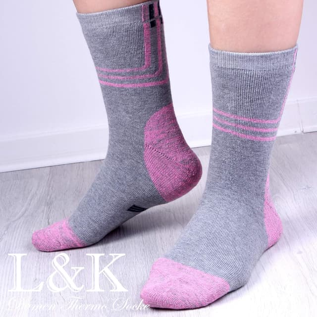 Detalle 2 de L&K 6 paia calze da donna/calzini unisex in cotone comodo multicolore per l’inverno 92263