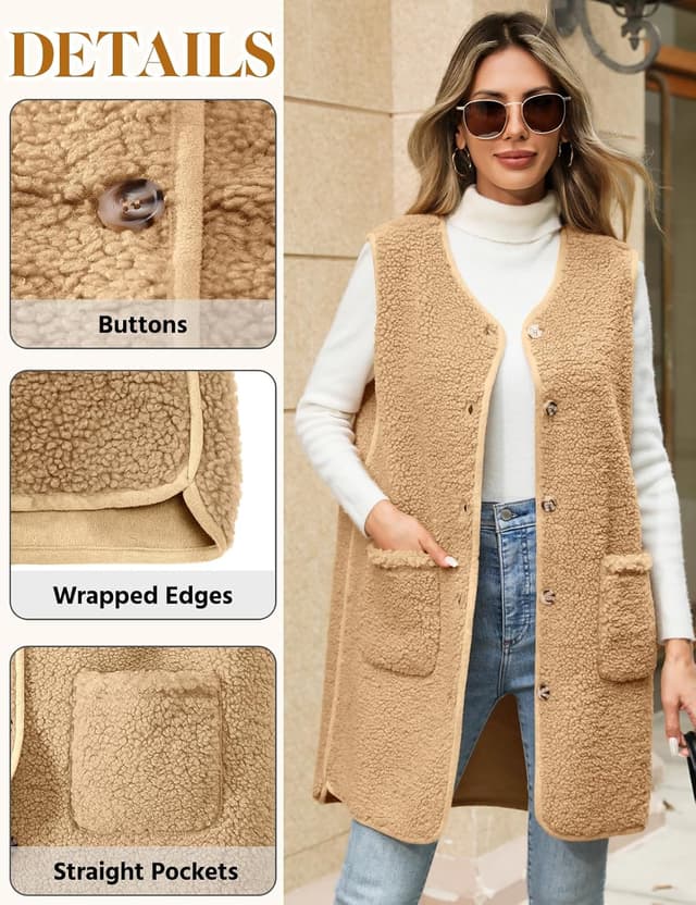 Detalle 2 de Tuopuda Teddy Fleece Weste für Damen