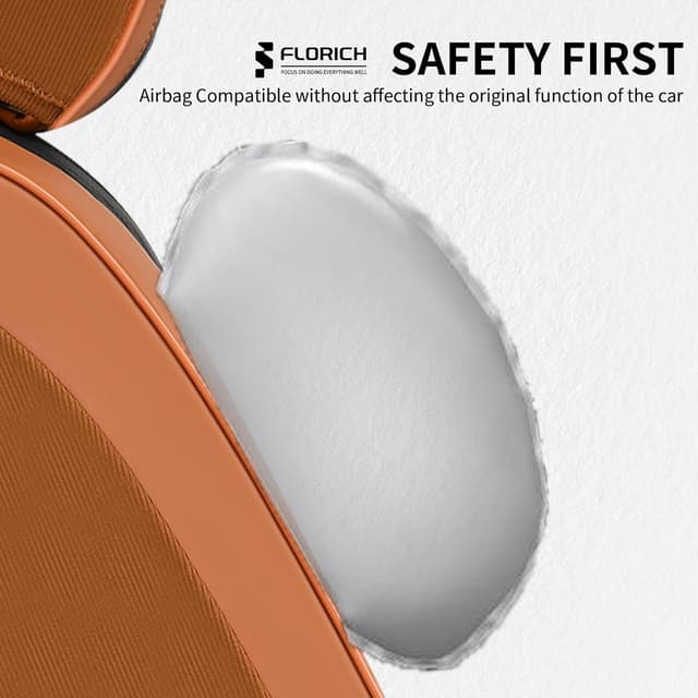 Detalle de FLORICH Leather Seat Covers for Cars (Front) – Waterproof Faux Leather, Universal Fit, Brown & Black