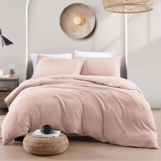 Detalle de Lane Linen Sepia Rose Double pre-washed duvet cover set (3-piece)