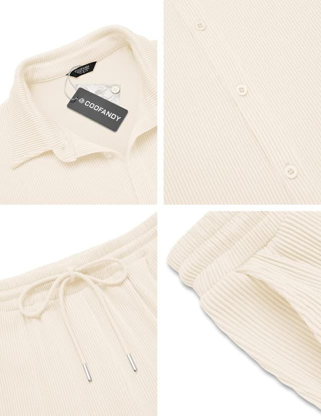 Detalle 1 de COOFANDY Button Down Shirt Set for Summer