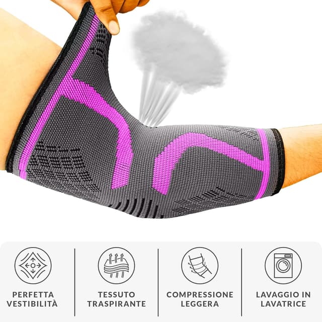 Detalle de 360 RELIEF gomitiera per epicondilite: compressione per tennis, tendinite e allenamento (sinistra/destra) – 1 confezione