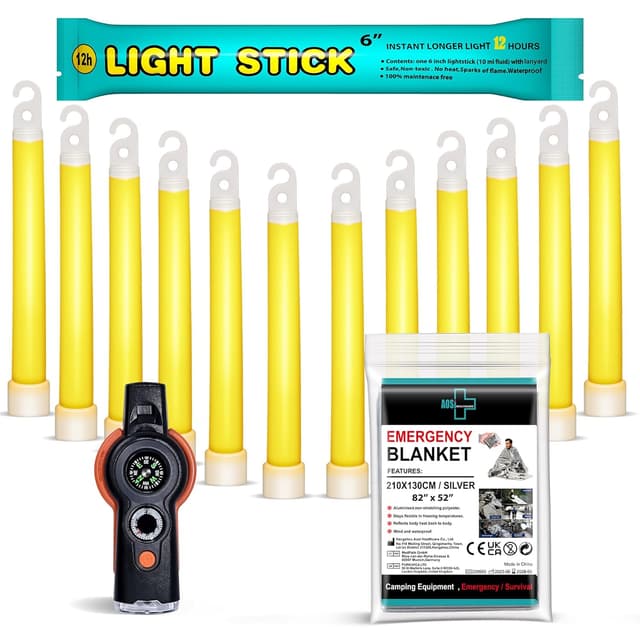 Detalle de General Medi fluorescent glow sticks 12 pack