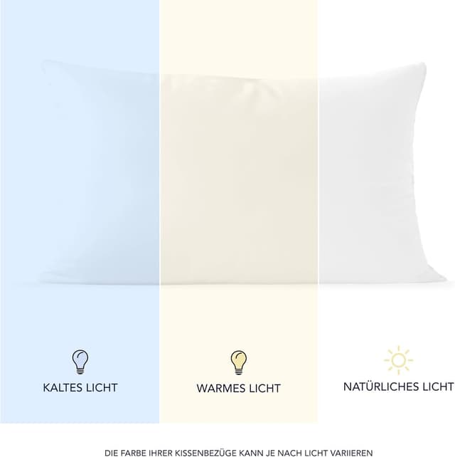 Detalle de Dreamzie Kissenbezug 40 x 80 cm (Set mit 2) aus 100% Jersey-Baumwolle – weiß