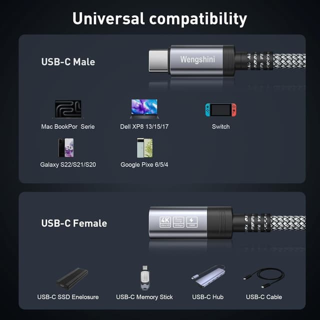 Thumbnail 6 de Wengshini USB C Verlängerung 1,5 m