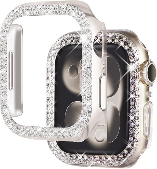 Detalle de NewWays 2-pack Bling Diamond Case for Apple Watch 40mm (Series 6/5/4/SE 2025-2020) – Starlight + Clear