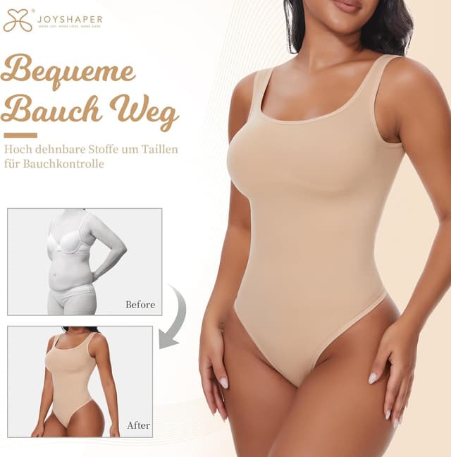 Detalle de Joyshaper Shapewear Damen Tank-Body mit Tanga & Bauchweg-Kompression