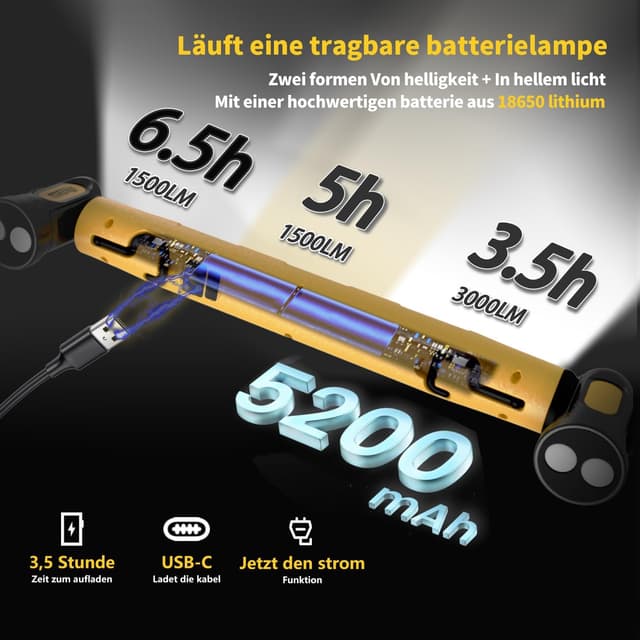 Detalle de Werkstattlampe 3000LM 5200mAh LED Akku