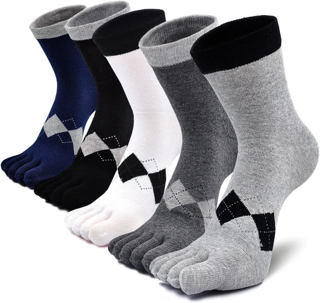 Detalle de PUTUO Chaussettes à 5 doigts pour homme en coton (EU 39-44) – lot 3/4/5 paires