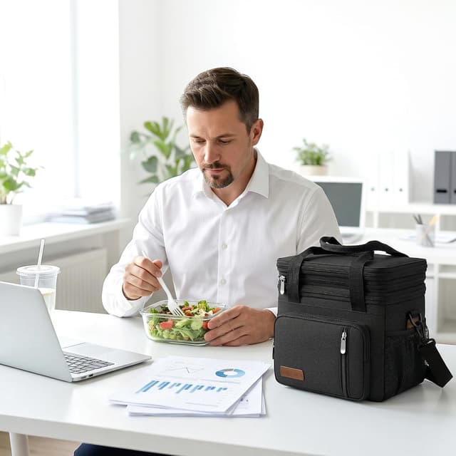 Thumbnail 6 de MIYCOO Double-Deck Leakproof Insulated Lunch Bag & Lunch Box (15L) – Black