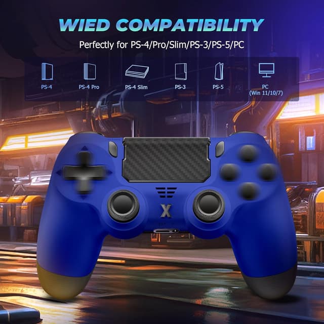 Detalle 2 de Glitfix Wireless Controller for P4 series (P4/Pro/Slim) and PC with touch panel, vibration & 3.5mm audio jack (dark blue)