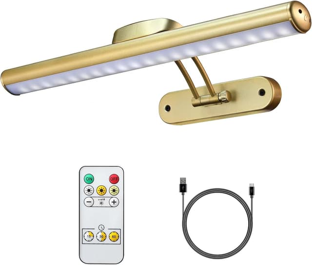 Detalle de MIOBLUE Bild Licht mit Fernbedienung, batteriebetrieben – dimmbar und mit Timer für Wandbilder