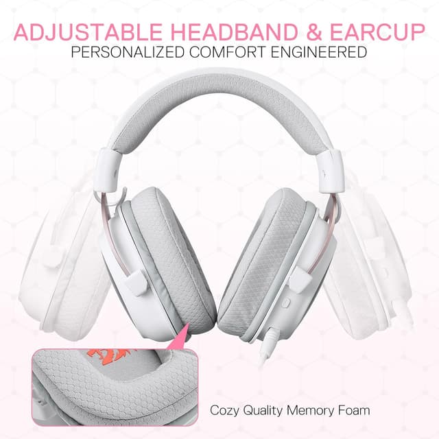 Detalle de Casque de jeu Redragon H510 PRO : surround 7.1, 3 modes RVB et audio 53 mm en mousse à mémoire de forme