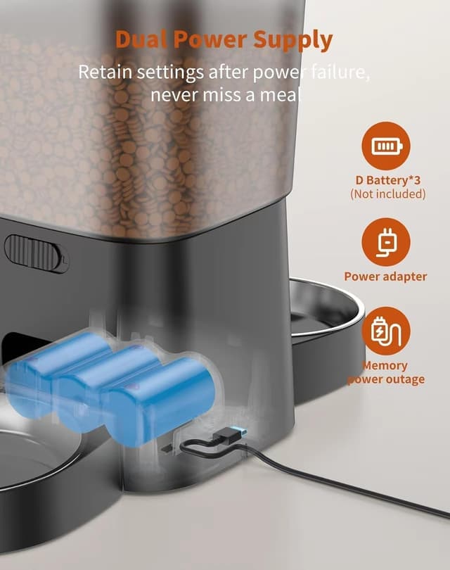 Thumbnail 6 de HoneyGuaridan Automatic Cat Feeder with Timer (3.5L) and Stainless Steel Bowl