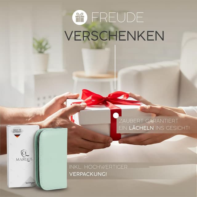 Detalle de marQus Maniküre-Set Solingen (6-teilig) im Kunst-Leder-Etui, glanzvernickelter Stahl für Damen & Herren