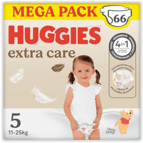 Detalle de Huggies Extra Care Pañales Disney Talla 5 🐭 66 Uds