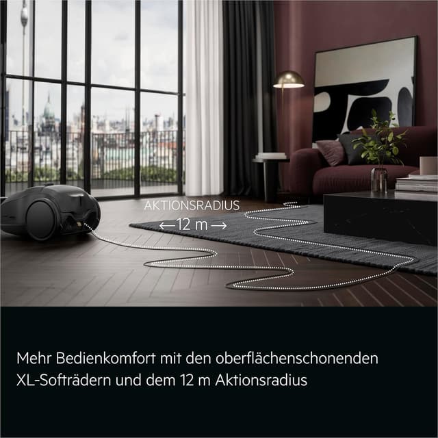 Detalle de AEG Beutelsauger VX9‑5‑EBR mit 69 dB, HEPA‑Filter und Mini‑Turbodüse für Tierhaare