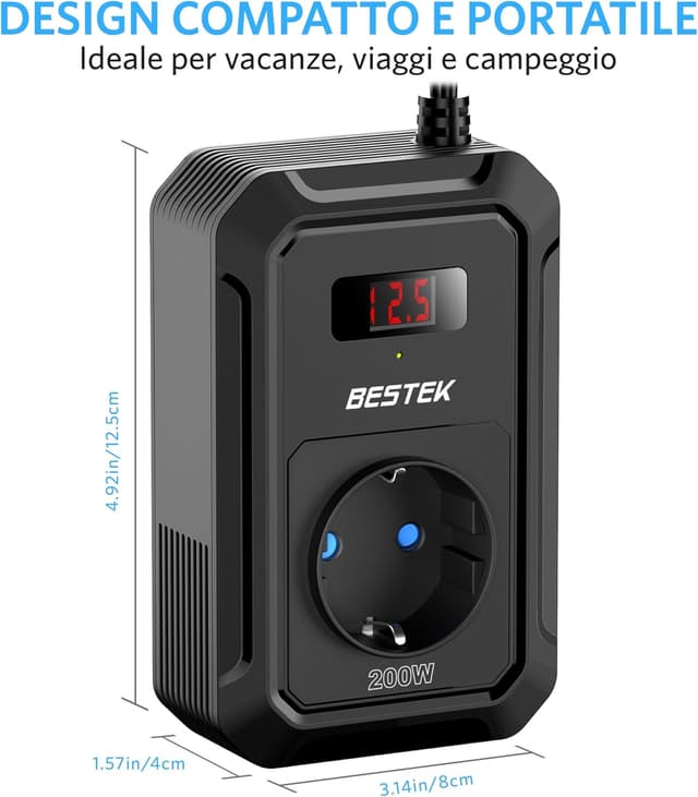 Thumbnail 6 de BESTEK 200W Inverter 12V onda pura per camper/barca 🔌