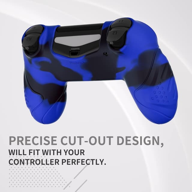 Detalle 1 de playvital Guardian Edition ergonomic silicone case cover with anti-slip grip for PS4 Slim/Pro controller – Blue & Black