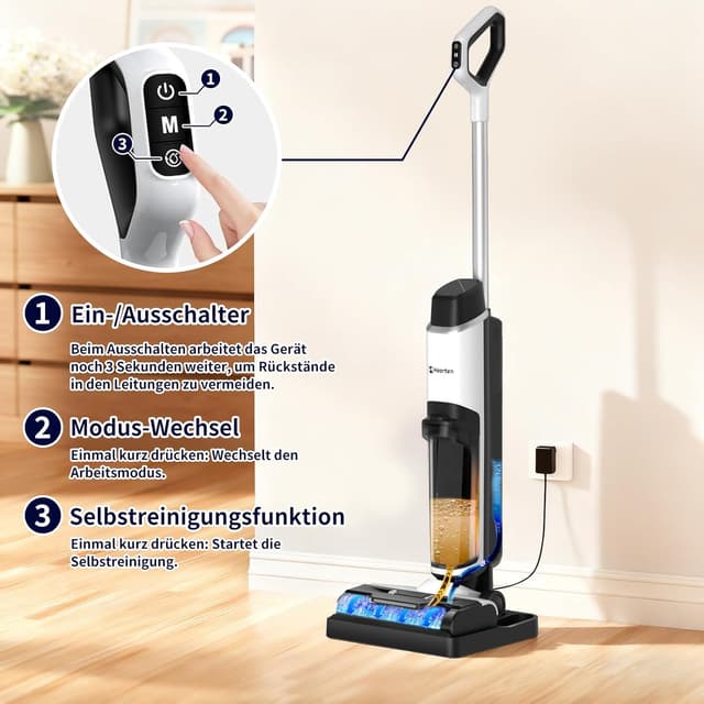 Thumbnail 6 de Hearten Nass Trockensauger Akku mit Wischfunktion, Elektrolyse-Wasser und Selbstreinigung (LED-Display, Sprachansage)