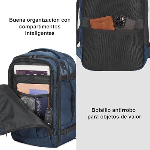 Detalle 2 de ECOHUB Mochila de cabina para Ryanair de 40x20x25 cm (20L) con 13 compartimentos y tejido PET reciclado