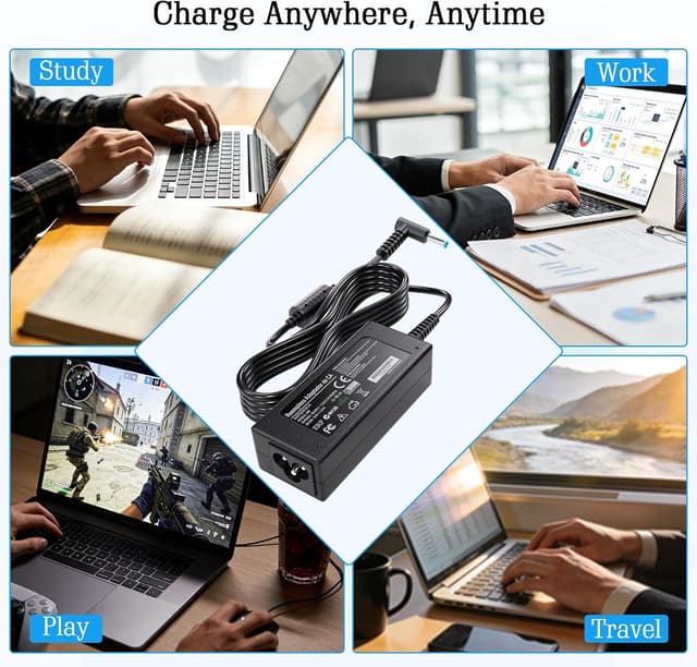 Detalle 2 de 45W HP Laptop Charger (19.5V 2.31A) with 4.5mm x 3.0mm Blue Tip for HP EliteBook, Pavilion, ProBook & more