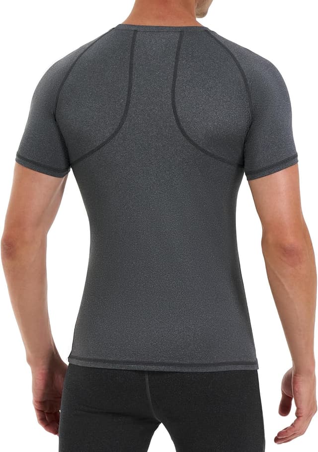 Detalle de Runhit 3er-Set Kompressionsshirt Herren Kurzarm – Funktionsshirt mit schnelltrocknender, atmungsaktiver Passform