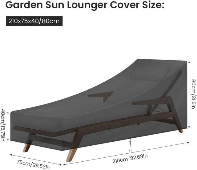 Detalle 2 de AOOWU Copertura per lettino da giardino impermeabile e anti-UV in tessuto Oxford 210D, con coulisse regolabile