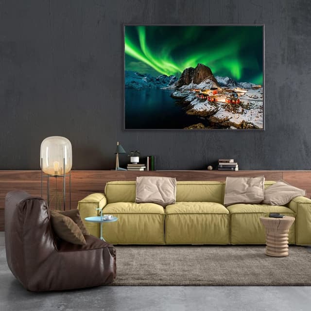Detalle de Puzzle 1000 Teile – Klassisches Norwegen „Aurora Borealis“ (70 x 50 cm) mit Poster