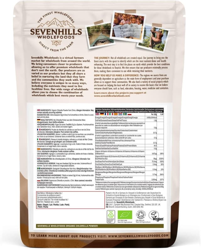 Detalle 2 de Sevenhills Wholefoods Chlorella Bio 500g đ„Ź