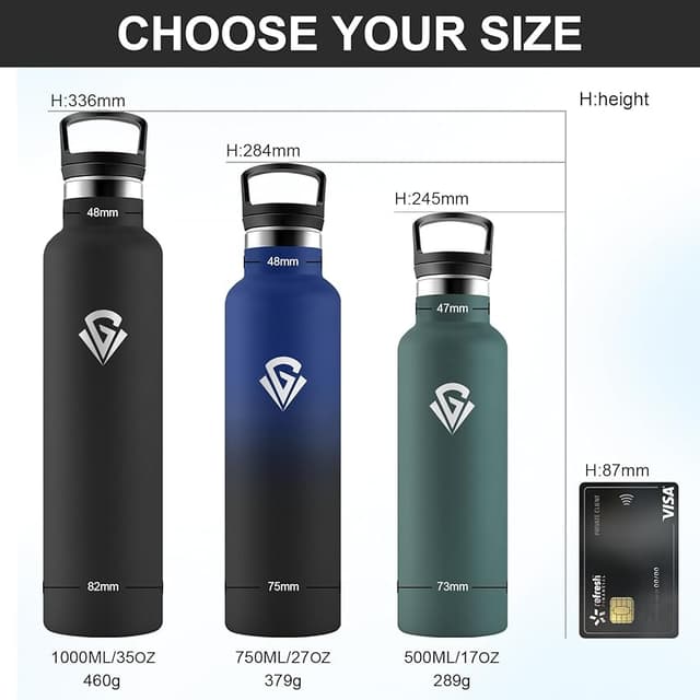 Thumbnail 4 de Botella Agua 1L térmica de acero inoxidable, antifugas 🚰