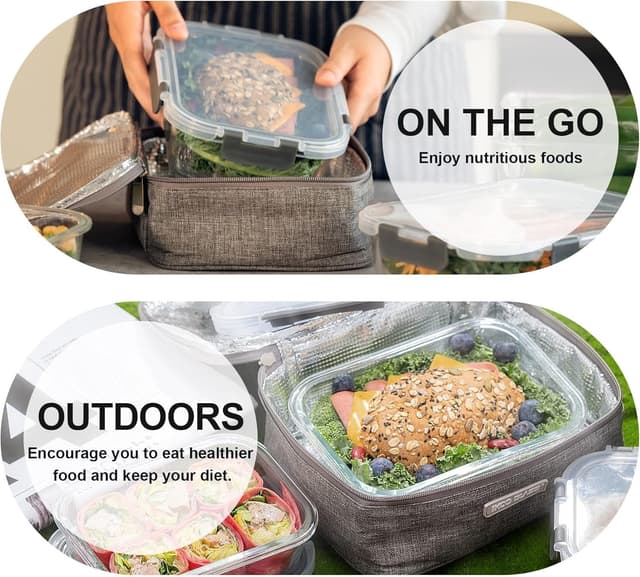 Detalle de S SALIENT Glass Food Storage Containers with Snap Locking Lids (meal prep set)