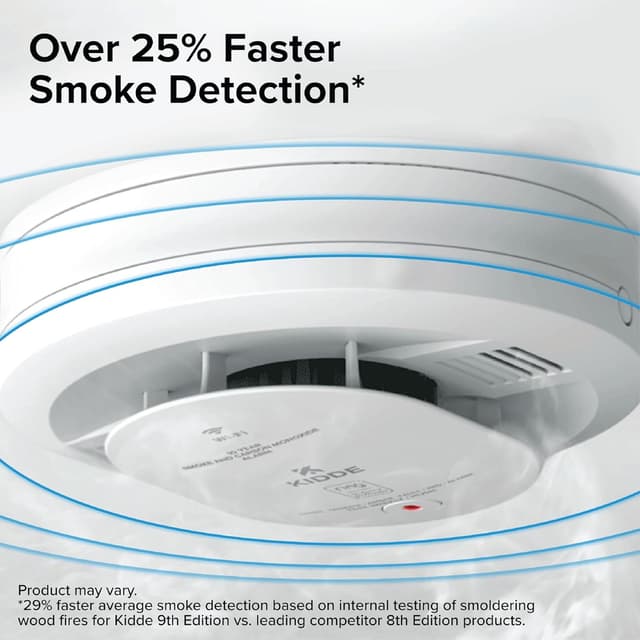 Detalle de Kidde Smart Smoke and Carbon Monoxide Detector (Ring App Enabled) — Wire-Free Interconnectivity, AA Battery Powered
