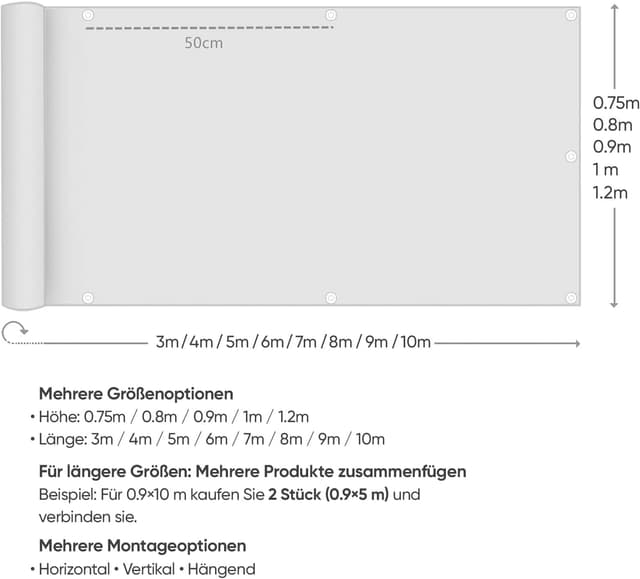 Thumbnail 6 de Balkon Sichtschutz 100 x 500 cm Nylon