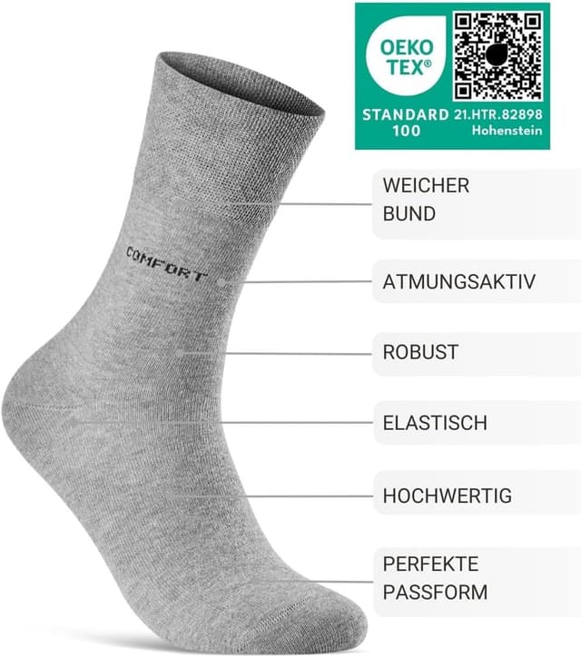 Detalle de sockenkauf24 10 Paar Comfort Socken ohne Gummibund & ohne Naht für Damen und Herren
