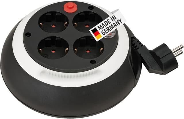 Detalle de Brennenstuhl Comfort Line Kabelbox CL-S 4-fach/ Mini-Kabeltrommel schwarz/weiß – mit 3 m Kabel