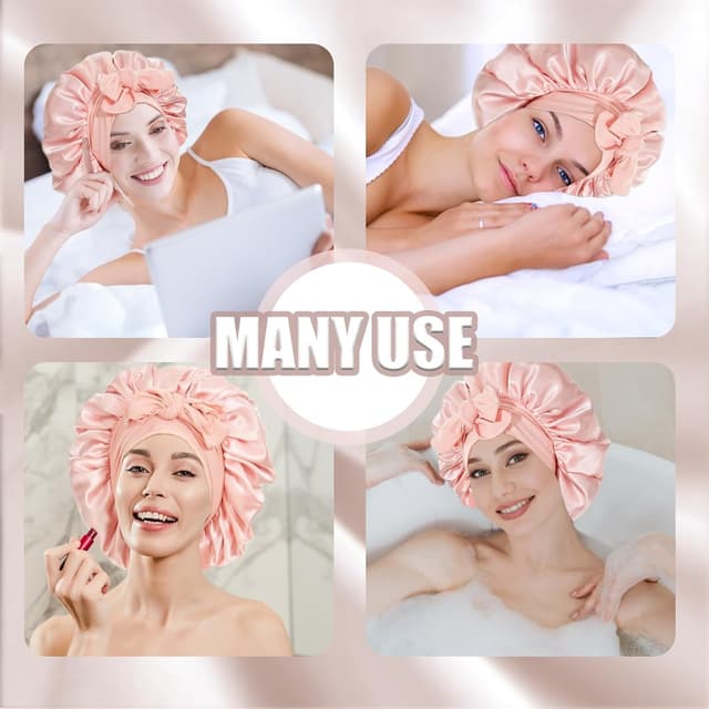 Thumbnail 6 de GUGUGO Seidenhaube zum Schlafen (Satin/Silk Bonnet) verstellbar – Sakura Rosa