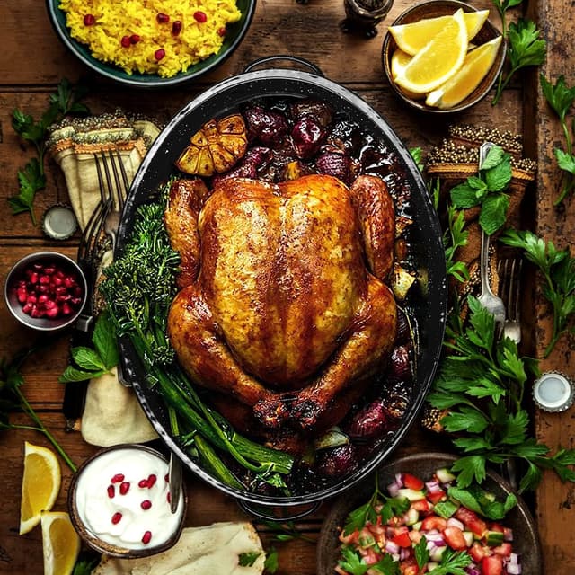 Thumbnail 5 de JY COOKMENT Granite Roaster Pan (18 in) with Domed Lid, Oval Enamel Roasting Pan for Turkey, Chicken, and Vegetables