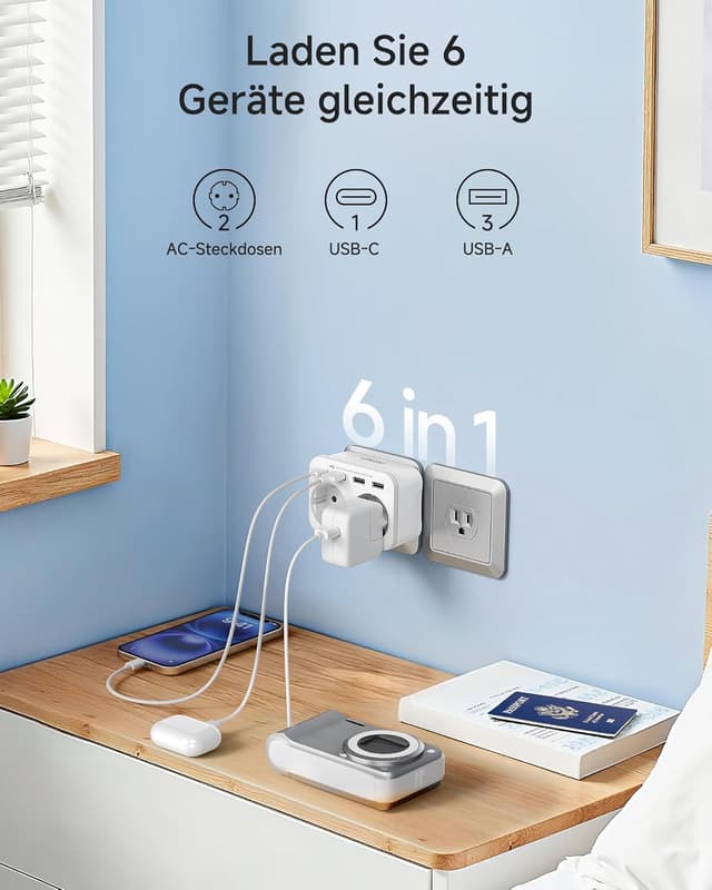 Detalle de LENCENT Reiseadapter Typ B 6-in-1