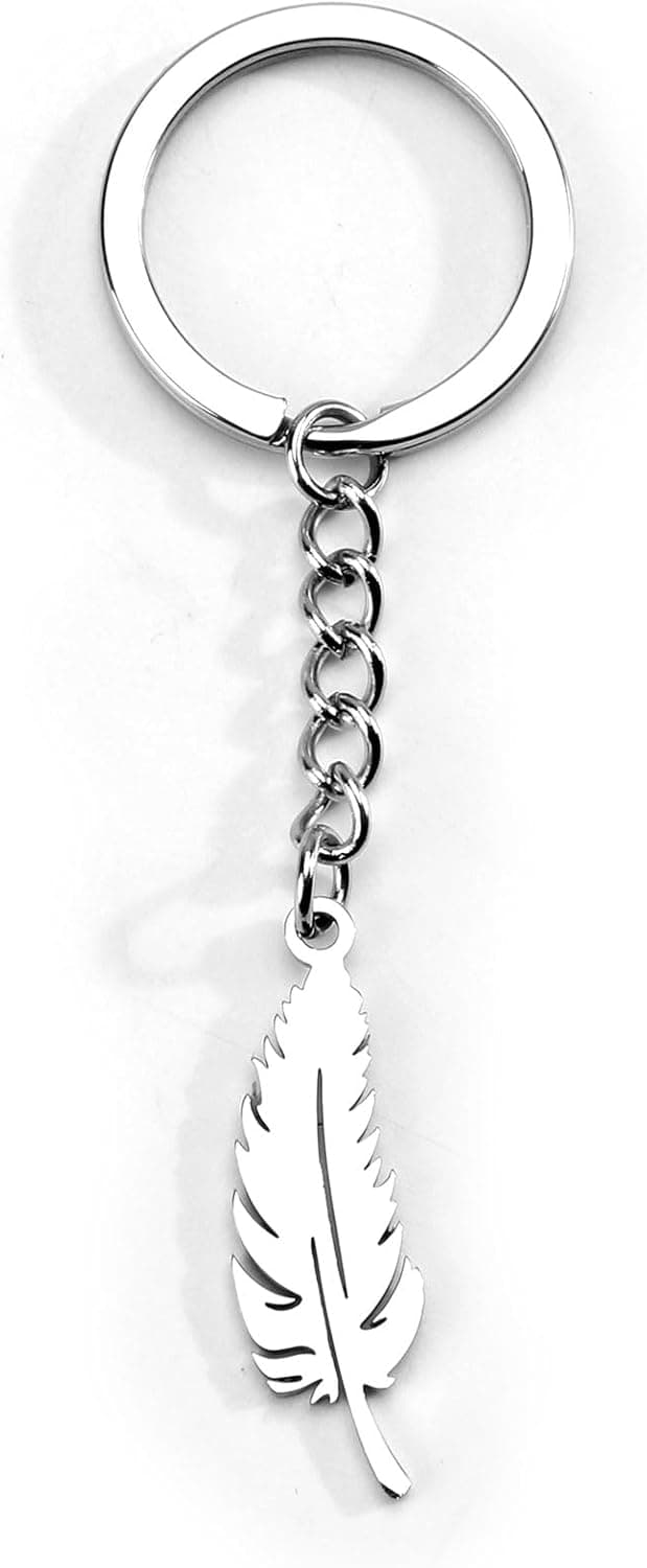 Detalle de OBEISN Schlüsselanhänger aus Edelstahl mit Feder-Design – kleiner Hingucker fürs Mitnehmen